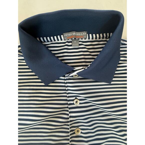Peter Millar Summer Comfort Golf Polo Stripe Performance‎ Shirt Size M Logo - Picture 3 of 8